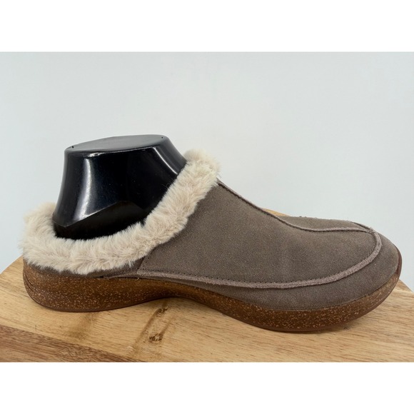 Taos Future FTR-1406 Womens 10 Suede Faux Fur Trim Clogs Mules Taupe Brown - Picture 6 of 11